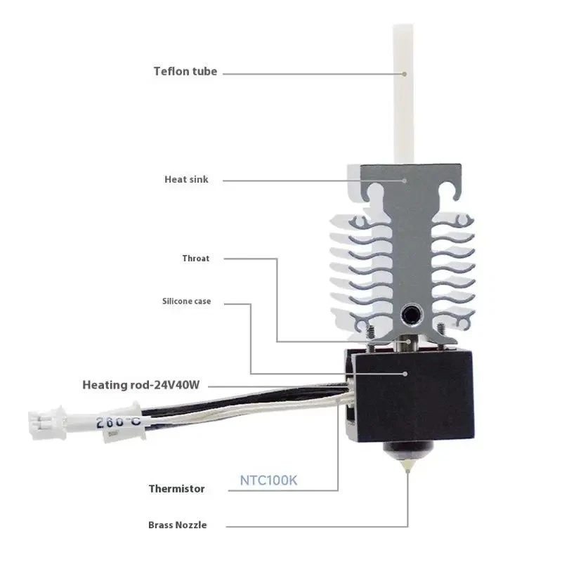 Ender-3 V3 SE Hotend Kit with Heatsink (with 0.4 Brass Nozzle, Stainless Steel Throat) - Image 2